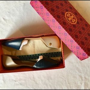 Navy/Grey Tory Burch Newport Maison leather flats